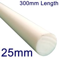 25mm Diameter PTFE Rod (Bar) - 300mm Length